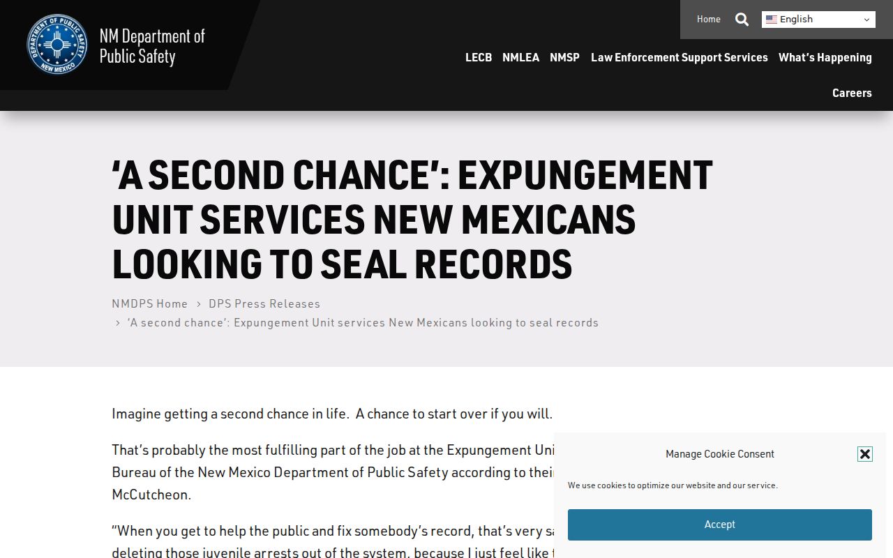 Questa criminal records and New Mexico expungement processing