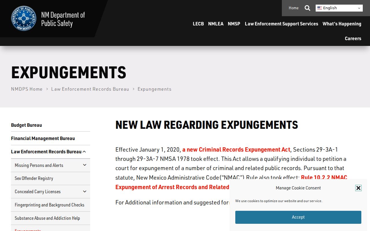 Questa criminal records at the New Mexico public safety repository