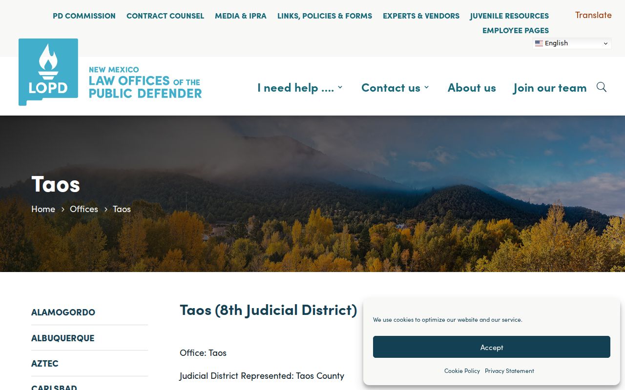 Questa criminal records and the Taos public defender office