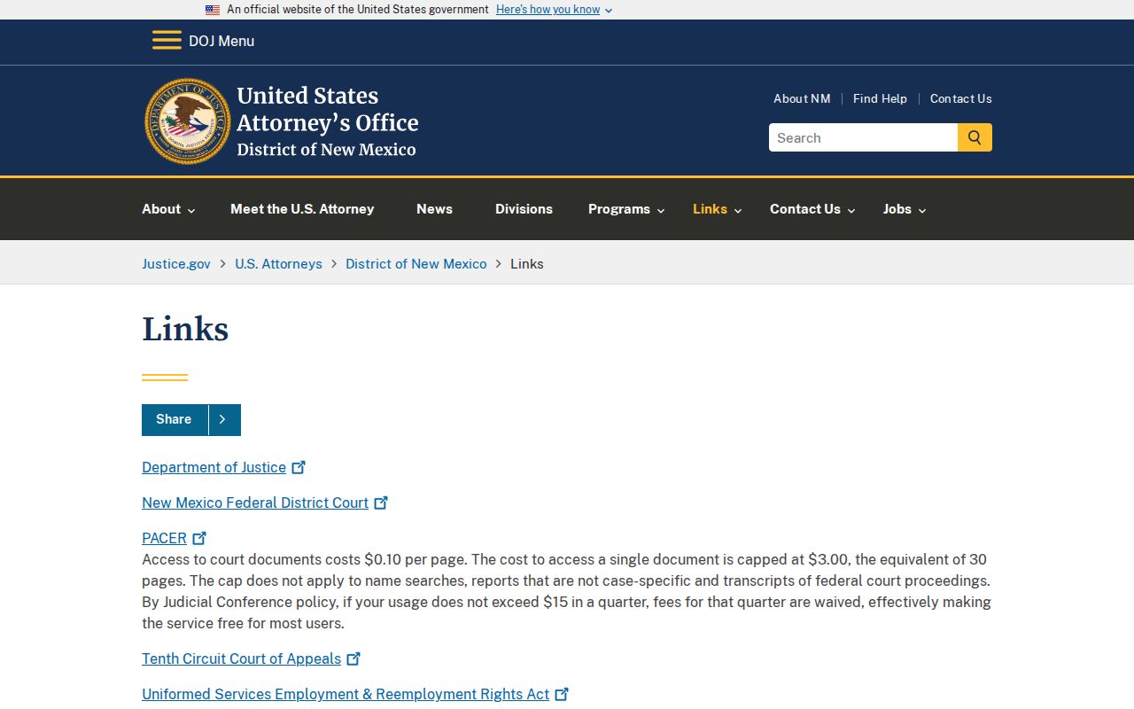 Red River criminal records and official federal justice links
