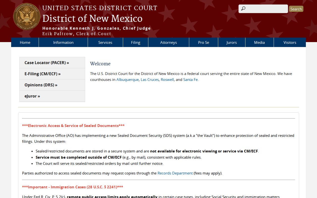 Red River criminal records and the federal District Court in New Mexico