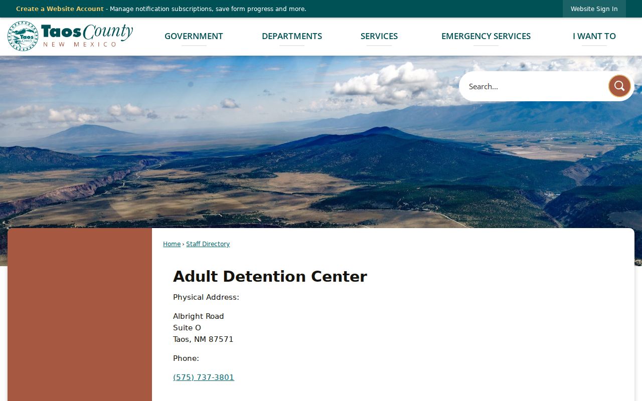 Taos County arrest booking directory contact