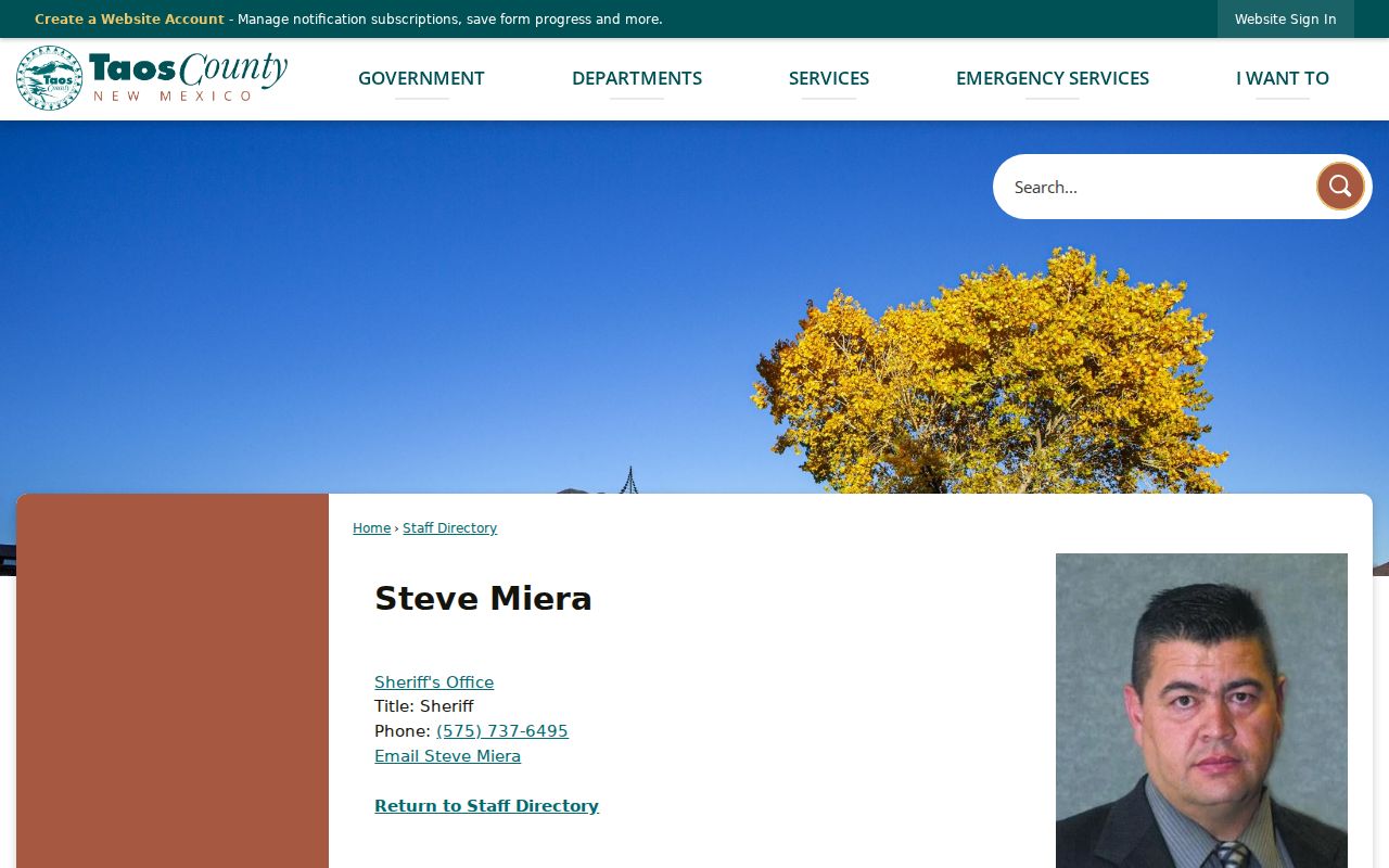 Taos County Sheriff directory for arrest records