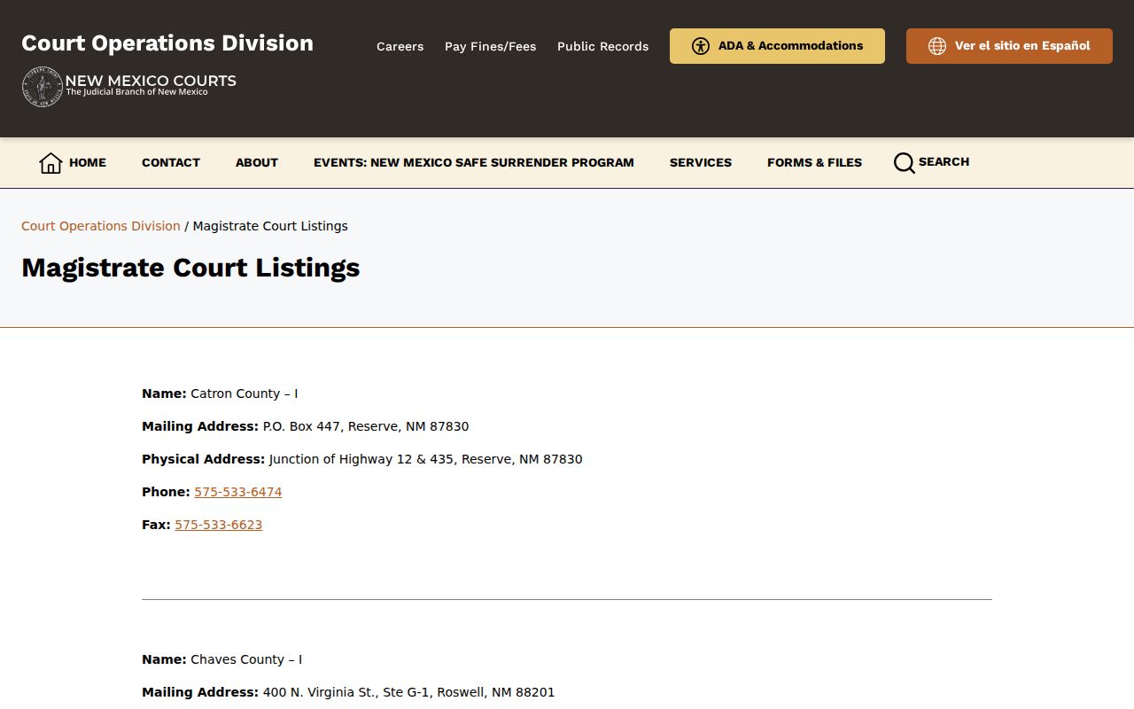 Taos County criminal case Magistrate Court listing