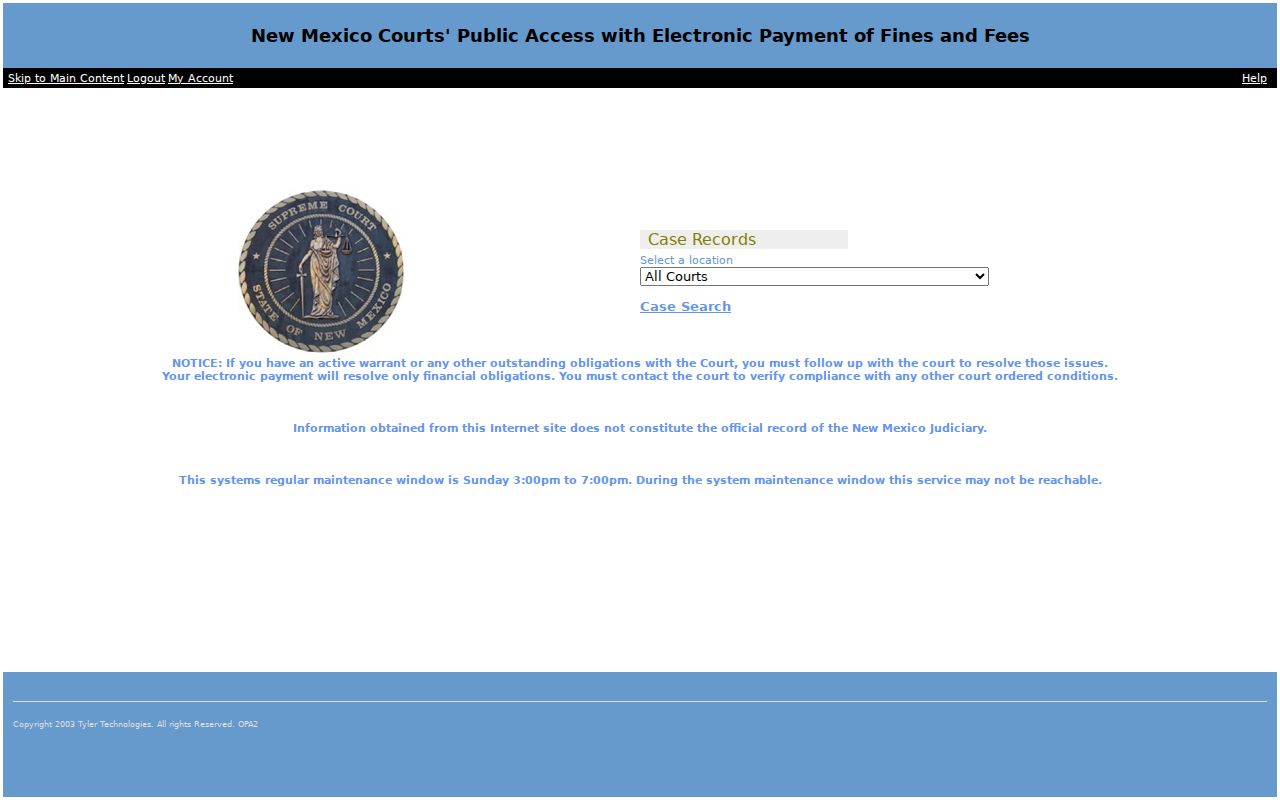 Taos County criminal court case search interface