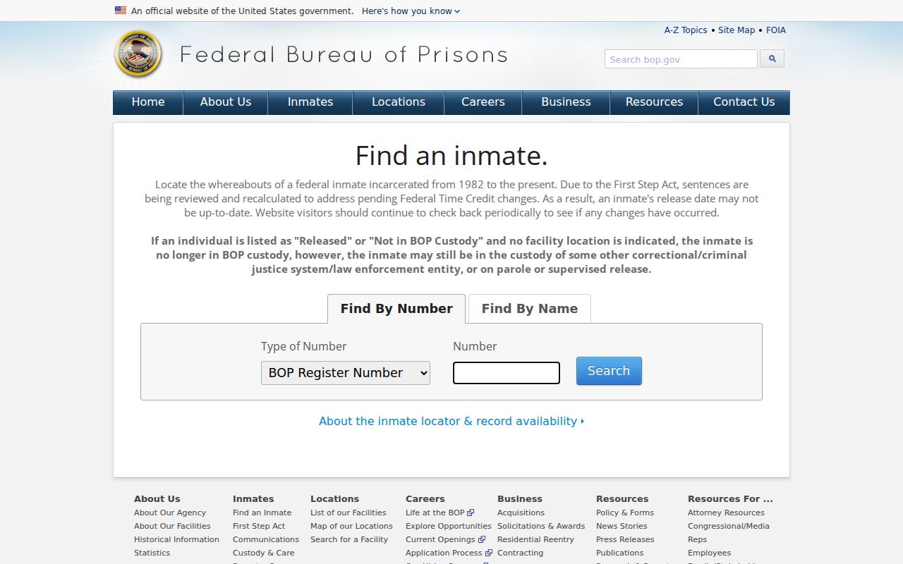 Federal inmate locator used for Taos County criminal history searches